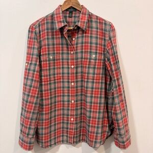 LRL Lauren Jeans Co. Ralph Lauren Cotton Classic Plaid Button-Down Shirt Size L